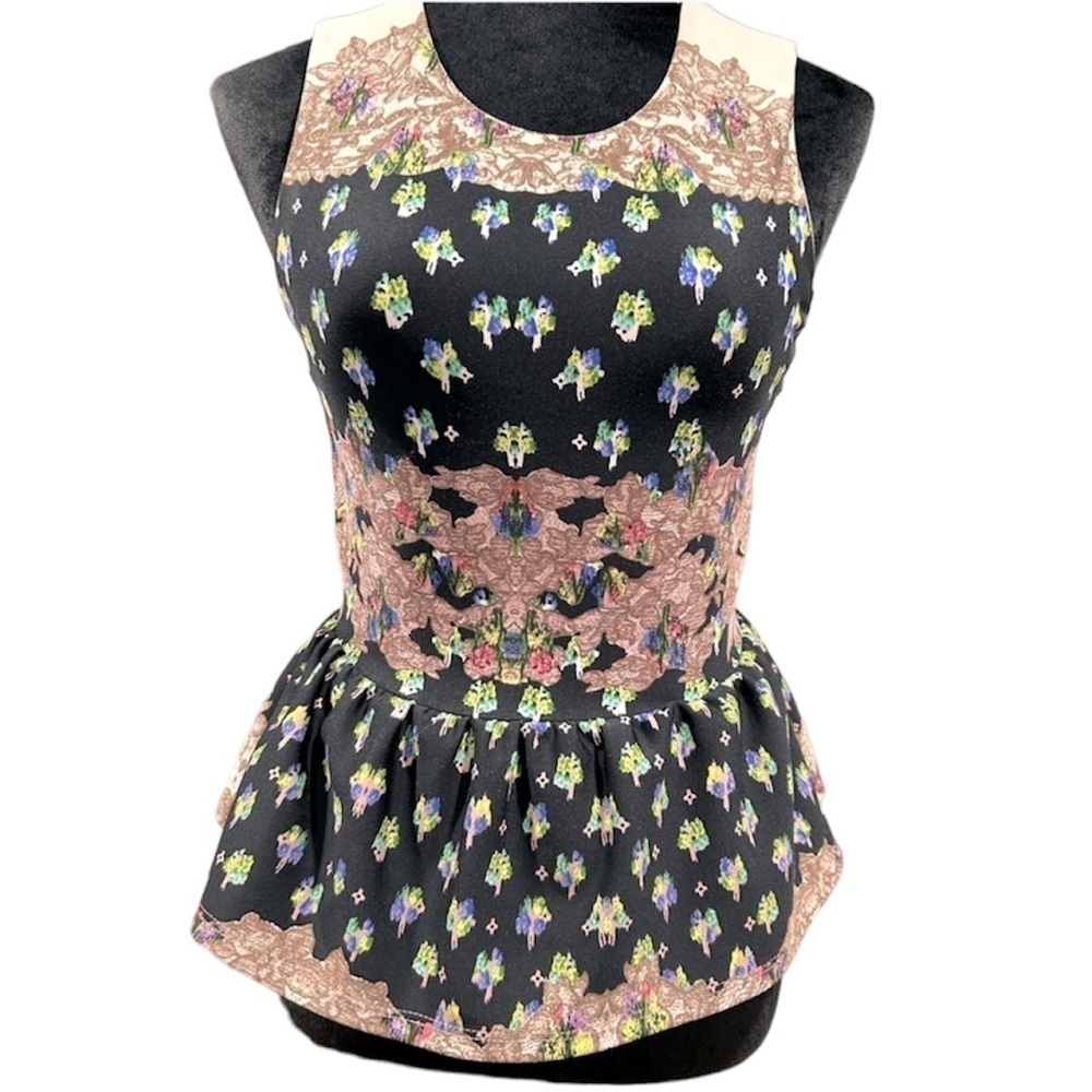 TOPSHOP PETITE Petite Lace Peplum Top size 2